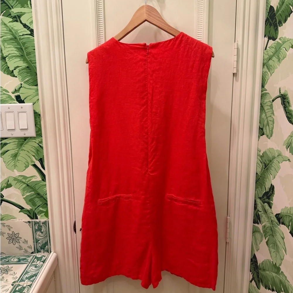 Banana Republic Pinnacle Coral Red Premium Linen Romper Size L